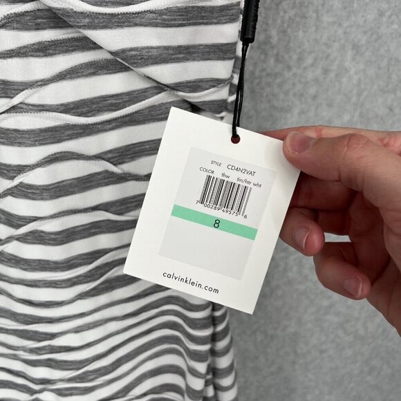 Calvin Klein Textured Sheath Dress Size 8 Gray White Office Career Neutral NEW - Picture 6 of 12